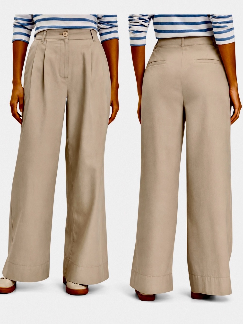 LOFT NWT Women's Poplin Wide Leg Pants - Khaki - Size 0P